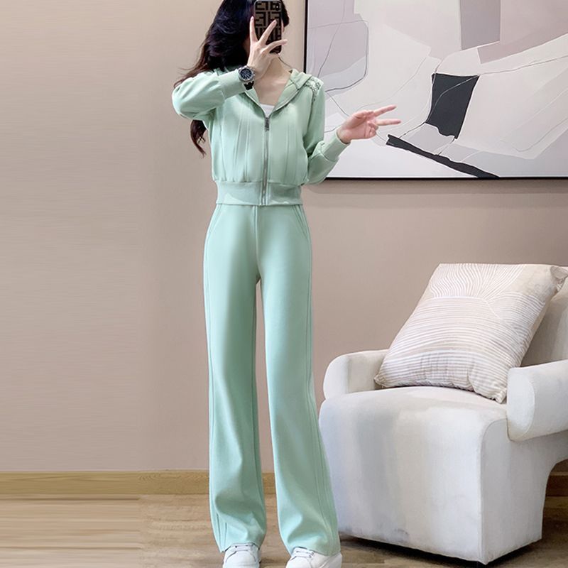 Women's Casual Sportswear Set Slimming Hooded Sweatshirt High-End Stylish Trendy Two Piece Set for Spring Autumn_ecoleips.com