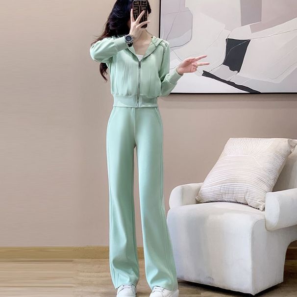 Women's Casual Sportswear Set Slimming Hooded Sweatshirt High-End Stylish Trendy Two Piece Set for Spring Autumn_ecoleips.com
