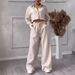 Women's Clothing 2 Piece Set Large Size Fashion Shirt Set High Waist Loose Pants_ecoleips.com