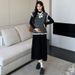 Autumn Winter New Korean Fashion Jacquard Vest 2-Piece Set Maternity Dress_ecoleips.com