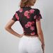 European And American Cross-border 2026 Summer New Style Mesh Floral Print Ruffled Short-sleeve T-shirt Slim-fit Top For_ecoleips.com