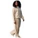 Women's Wide Leg Pants Set Autumn Winter Solid Color Hooded Long Sleeved Top Casual European American Style Clothing_ecoleips.com