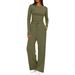 Women's Autumn Casual Suit Set Solid Color Long Sleeved Top And Pleated Waist Pants Relaxed Everyday Wear Versatile Comfortable Feshion Trend_ecoleips.com