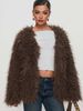 Women’s Faux Fox Fur Cropped Jacket – Ethical Fluffy Coat With Plush Collar | Winter Warm Vegan Outerwear For Casual & Night Out_ecoleips.com
