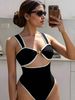 Women's Clothing Sexy Bohemian Style One Piece Swimsuit Set With Five-Pointed Star Metal Link Buckle Fashion_ecoleips.com