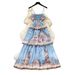 Women's French Romantic Style Blue Floral Print Sundress Summer Korean Cake Dress Slimming Vacation Long Dress_ecoleips.com