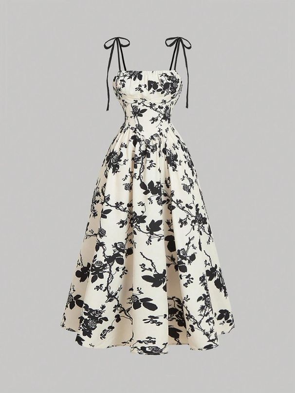 2025 New European And American Style Women's Floral Print Strap Back-to-School Summer Sundress Spring Dress_ecoleips.com