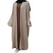 Muslim Dress Women Elegant Two-Tone Knit Muslim Dress – Turkish Dubai Style Long Sleeve Abaya_ecoleips.com