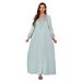Muslim Robe Women's Simple Embroidered Dress Kaftan Dresses_ecoleips.com