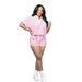 TW849 Women's Summer Fashion Polo Shirt And Shorts Set Striped Loose Casual Two-Piece Outfit European And American Style_ecoleips.com