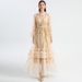 Women's Clothing Luxury Banquet Evening Dress Puffy Dress Spring And Summer Mesh Gauze Heavy Sequins Fungus Perspective Dress_ecoleips.com