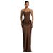 Elegant Strapless Bodycon Bandage Dress For Women, Sleeveless Backless Midi Dress With Contrast Panels_ecoleips.com