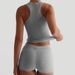 Women's Slim Fit Vest And High Waist Shorts Set Casual round Neck Solid Color Y2K Style Hot Girl European Export_ecoleips.com