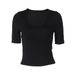 Summer Women's Slim Fit T-Shirt U-Neck Five Sleeve Solid Color European American Style Top for Export_ecoleips.com