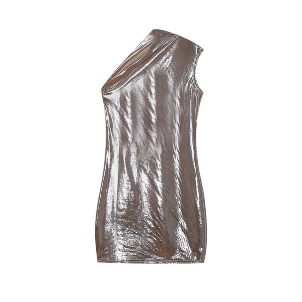 Spring Sexy Slim Fit Sleeveless Wrapped Dress Solid Color Slant Shoulder Hip Design New Fashion Women's Dress_ecoleips.com