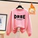 Women's round Neck Long Sleeve Sweatshirt Fleece Lined Thickened Korean Style Letter Design Versatile Tops for Spring Autumn Winter_ecoleips.com