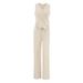 Cotton And Linen Khaki Cardigan Vest Straight-Leg Pants Two-Piece Set For Women 2025 Autumn New Casual Outfit_ecoleips.com