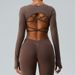 Women's Clothing Autumn New Yoga Clothes Long Sleeves Women Fixed Cup Sexy Cross Back Outdoor Sports Fitness Clothes Tops_ecoleips.com