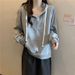 American-style Real-shot Hooded White Mid-length Plus-size Sweatshirt For Women, Spring And Autumn Thin Half-zip_ecoleips.com