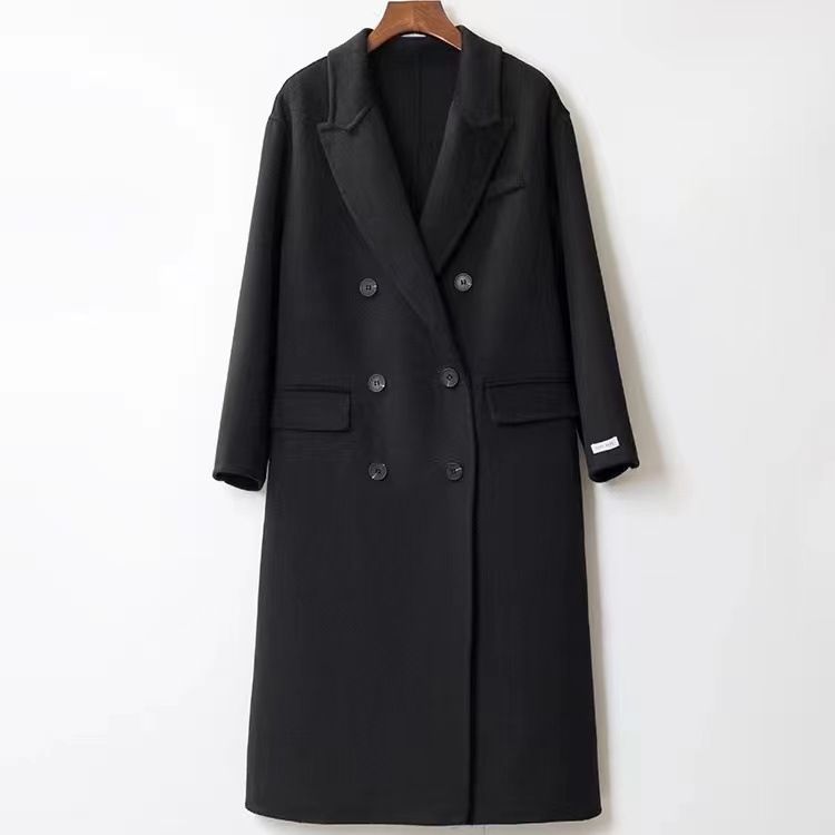 Women's Clothing Off Season Double Faced Cashmere Coat Long Loose Suit Collar 100 Wool Coat Temperament Double Breasted Coat_ecoleips.com