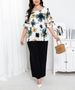 Plus Size Women’s 2-Piece Set – Floral Print Tops & Palazzo Pants, Elegant Office Wear For Mature Ladies (0XL-4XL, Polyester, Wrinkle-Free)_ecoleips.com