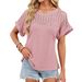 European And American Cross-Border Trade 2026 Spring/Summer New Round Neck Lace Trim Loose Short Sleeve T-Shirt_ecoleips.com