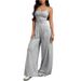 Elegant Sleeveless Wide-Leg Jumpsuit For Women, Soft Milk Silk Textured Lounge To Office One-Piece With Crinkle Texture_ecoleips.com