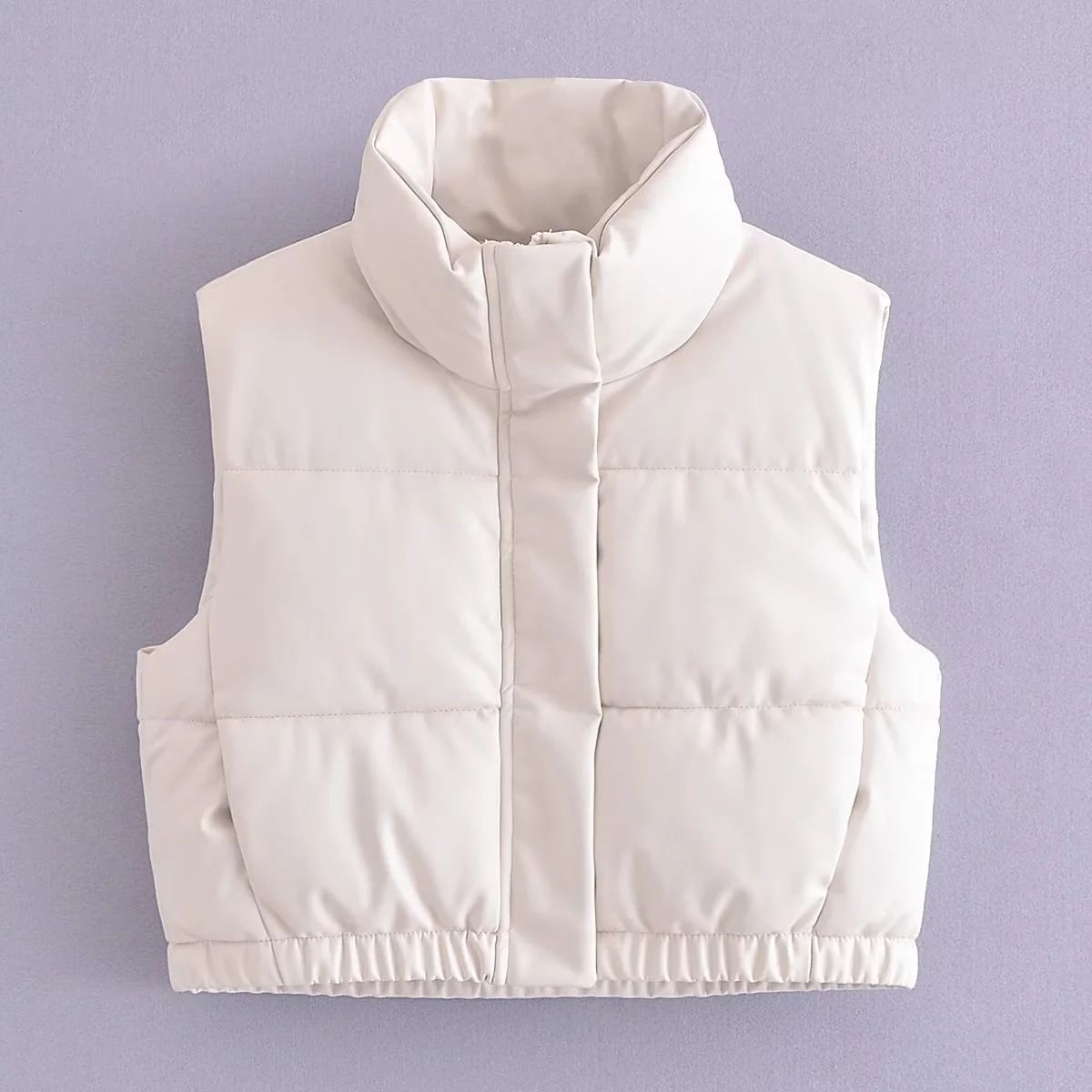 Women's clothing ins stand collar PU lint cotton vest for women autumn new fashion coat vest A764519_ecoleips.com