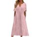 Women's Summer Dress With Perforated V-Neck Lace And Pleated Edges_ecoleips.com