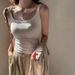 Women's Double Strap Solid Color Camisole Tank Top Ribbed Cotton Sexy Versatile Spring Summer Top_ecoleips.com