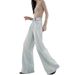KENH Light Blue Loose Straight Wide-leg Jeans, New Women's Design With Embroidery, Floor-length Pants_ecoleips.com