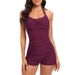 2026 Women's Solid-Colour Halter Neck Briefs Swimsuit Sexy Athletic-Style Strappy Swimsuit With Padded Bust And Pleated Detail_ecoleips.com