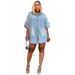 Women's Summer Casual Loose Short Sleeve Denim Shirt Street Style Inspired Cardigan Top_ecoleips.com
