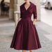 Elegant Long Sleeve Slimming Waist Dress For Women Long Skirt_ecoleips.com