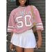Women's Clothing Summer Casual Blue Letter Printed T Shirt Women's Round Neck Short Sleeve Harajuku Football Jersey Streetwear Y2K_ecoleips.com
