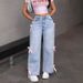 High-Waisted Wide-Leg Jeans With Bow Detail – Vintage Washed Denim Pants For Women (XS-XXL, Light Blue/Deep Blue)_ecoleips.com