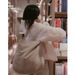 girl Cotton Standard Fit Teddy Fleece Feel Pilot Jacket Cream 2025 Autumn Winter New Women's Casual Top_ecoleips.com