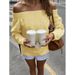Leisure Commuting Solid-Color Long-Sleeve Vest Sweater Woolen Women's Wholesale Autumn-Winter Off-Shoulder Top_ecoleips.com