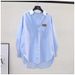 Women's Clothing Long Sleeved Drawstring Long Sleeve Shirt – Oversized Relaxed Fit Blouse With Collar (90% Polyester, Wrinkle-Free Layering Staple)_ecoleips.com