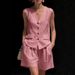 Women's Clothing Women's Linen-Blend Vest And Shorts Set: Breathable Two-Piece Outfit For Casual Style_ecoleips.com