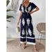 Women's V-neck bat sleeve waist jumpsuit_ecoleips.com