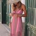 Cross-border Ins European And American Women's Fashion New Summer Foreign Trade Bohemian Print V-neck Strap Slit Dress_ecoleips.com
