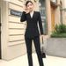 Elegant Women's Professional Suit Set Slim Fit Blazer And Trousers for Office And Formal Occasions White Black Regular Petite plus Sizes_ecoleips.com