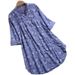 New Women's Cotton Linen Floral Print Shirt mid Length Loose Fit Top for Spring/Summer 2025_ecoleips.com