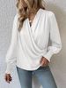 Aria Basics Aria Basics European And American Foreign Trade Clothing Elegant V-neck Ruched Lantern Sleeve Stylish Commuter Women's Solid_ecoleips.com