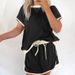 Summer Women's Color Block Drop Shoulder T-Shirt Skirt And Pants Set Style_ecoleips.com