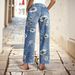 Women's Printed Denim Straight Leg Wide Leg Pants Cotton Bohemian Casual Spring Autumn Fashion Outerwear_ecoleips.com