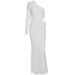 Women Sexy One Shoulder Slant Collar Long Sleeve Dress Hollow Out Lace Bow Detail Evening Party Cocktail Dress For Females_ecoleips.com