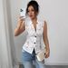 European And American 2025 New Sexy Mature Hollow Chest Jacquard Design Perspective Lapel Tight Lace Cardigan_ecoleips.com