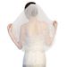 Korean-Style Short Bridal Veil With Double-Layer Ledge – Delicate Lace Wedding Veil For Photography & Ceremonies (Ivory/White)_ecoleips.com